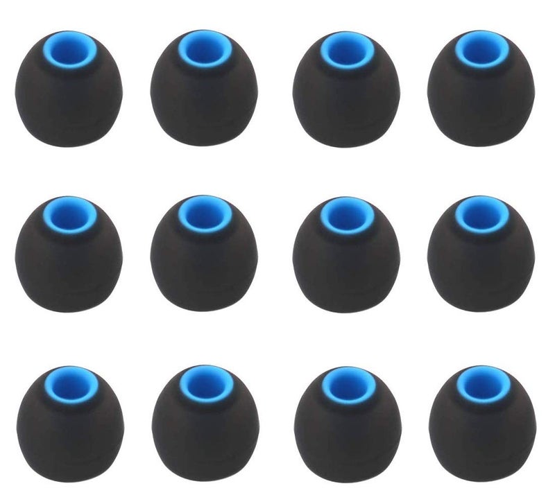 BLLQ 12PCS Small Size Replacement Ear Tips Earbuds Eartips Eargels Ear Cap for Powerbeats Pro, BeatsX, Senso, TOZO, Sony & Other Inner Hole 3.8mm Earbud in-Ear Headphones,Black-Blue,S - Image 1